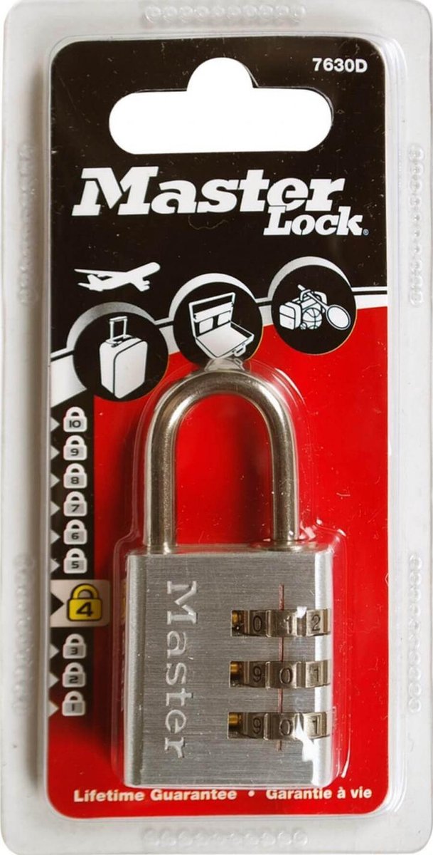 Master-Lock Masterlock-Vorhängeschloss – Zahlenschloss – Aluminium – 30 mm – 7630 Euro