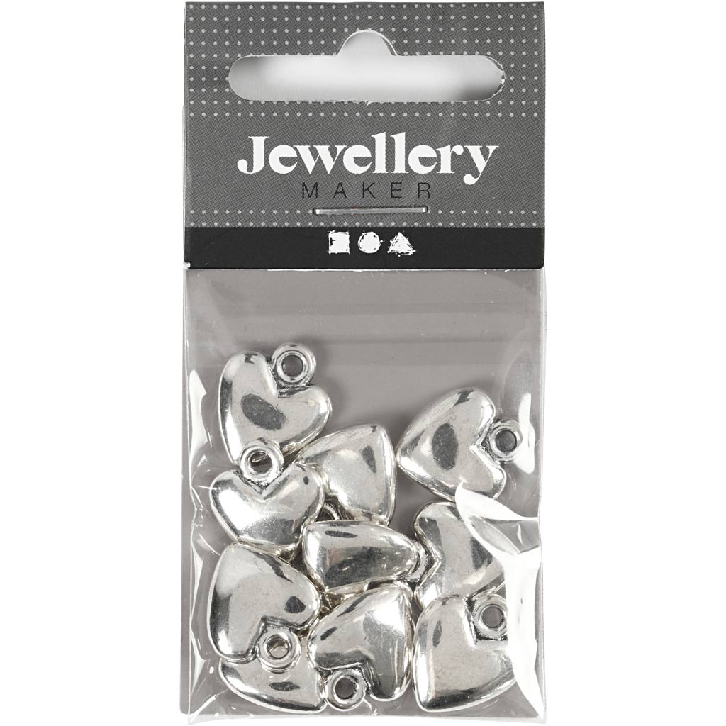 Creativ Company Heart -Shaped Pendant Silber -plattiert, 10st.