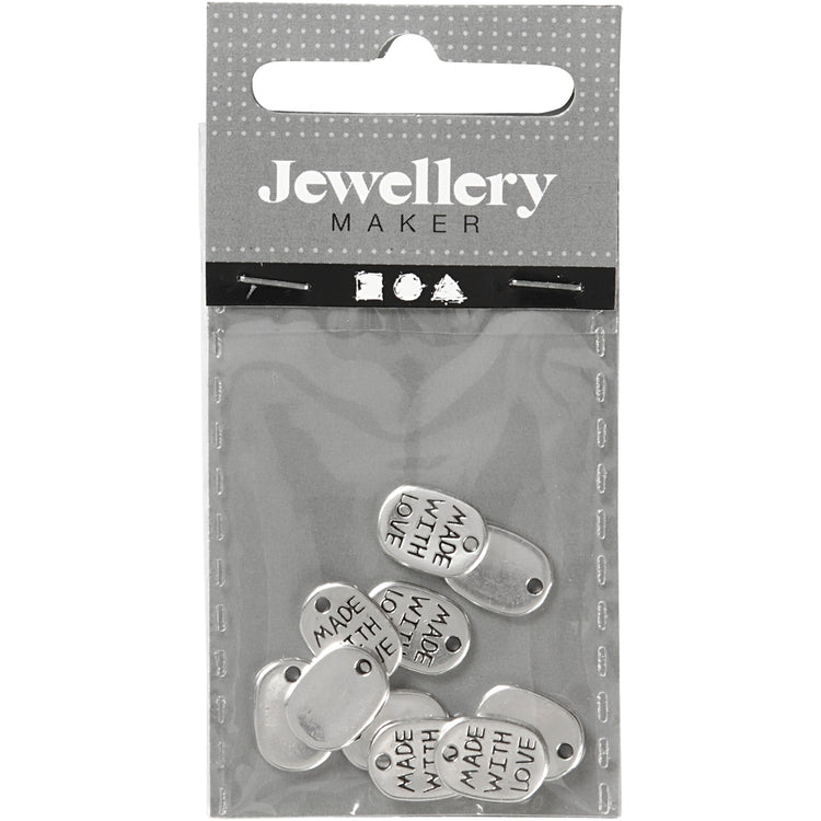 Creativ Company Schmuckanhänger, L: 12 mm, B: 8 mm, Lochgröße 1 mm, versilbert, 10 Stück 1 Box