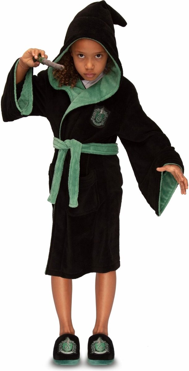 Harry Potter Bademantel Slytherin mit Kapuze, übergroße Kinderserie, Unisex, 13–15 Jahre (XL)