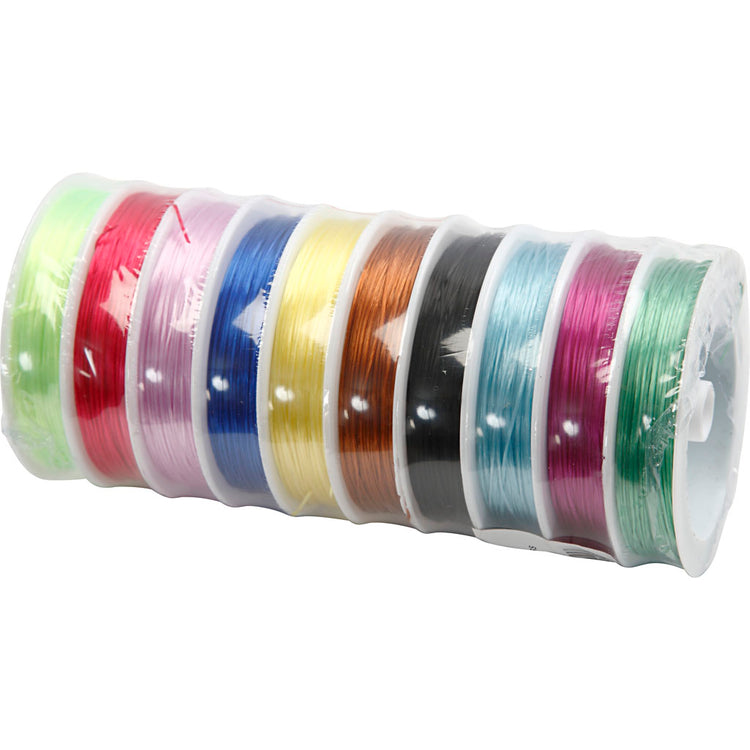 Creativ Company Gummischnur, Stärke 1 mm, verschiedene Farben, 10x25 m 1 Karton