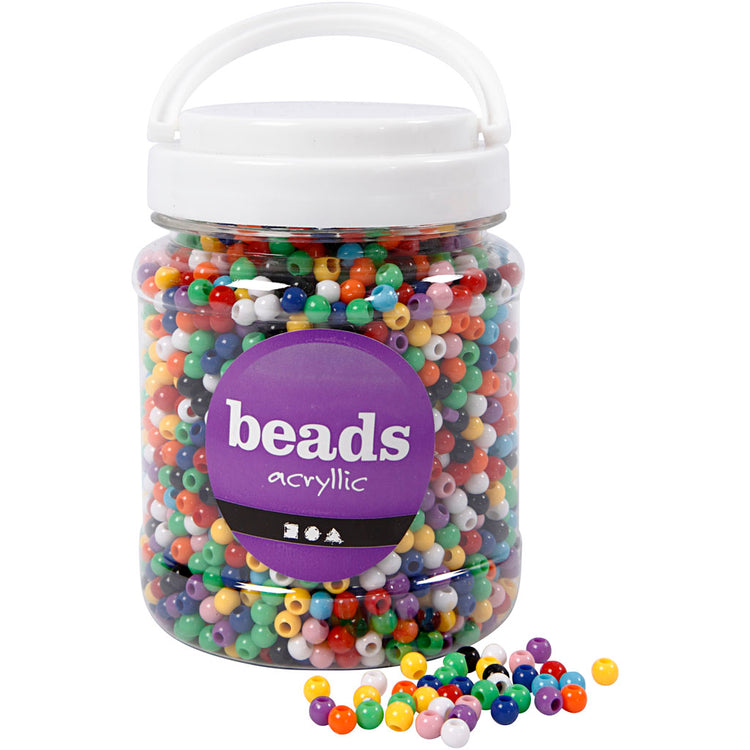 Creativ Company Ponyperlen, D 6 mm, Lochgröße 3 mm, ca. 3830 Stück, verschiedene Farben, 425 g, 700 ml 1 Box