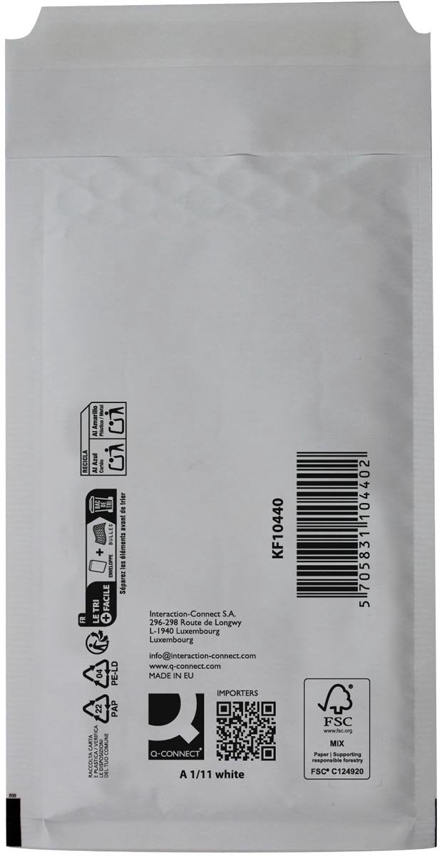 Q-connect Luftpolstertaschen, weiß, 1-a, 120 x 175 mm, Karton à 200 Stück