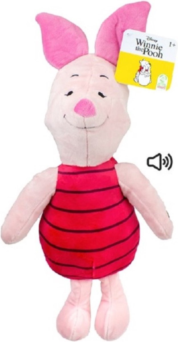 Disney Plüsch-Kuscheltier Ferkel Schwein von Winnie Puuh – mit Sound – 30 cm – bekannte Zeichentrickfiguren