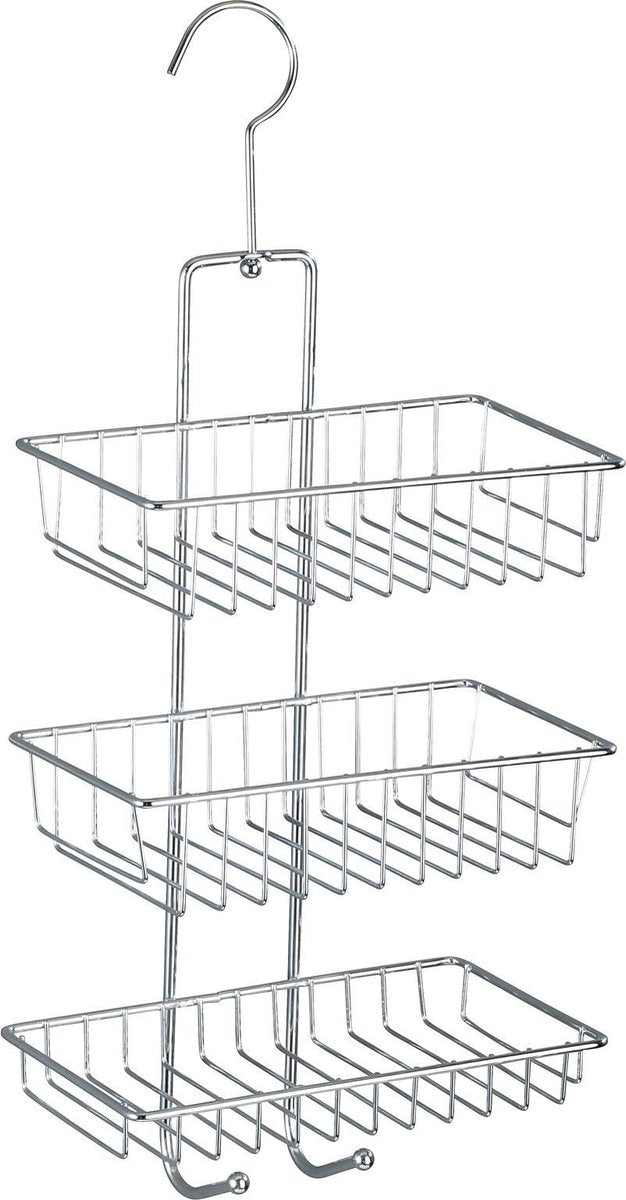 Wenko Duschablage Nivala 3-lagig Chrom 22x50cm - ohne Bohren - hängende Duschablage - Duschkorb - hängende Duschablage