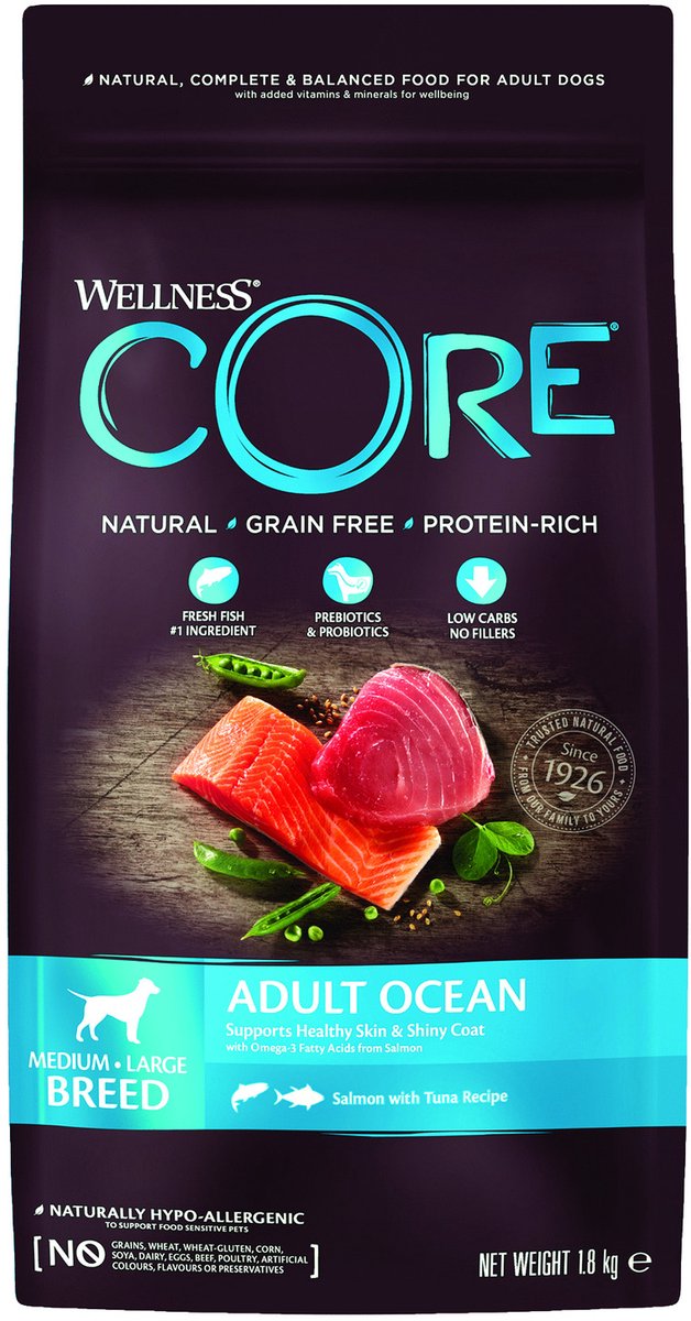 Wellness Core getreidefreier Hunde-Meereslachs-Thunfisch 1,8 kg – Hundefutter – 1,8 kg