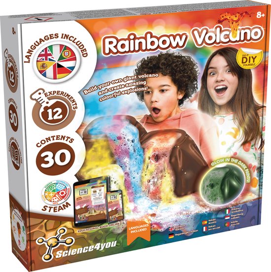 Wissenschaft 4 Sie Regenbogenvulkan -Set leuchten im Dunkeln