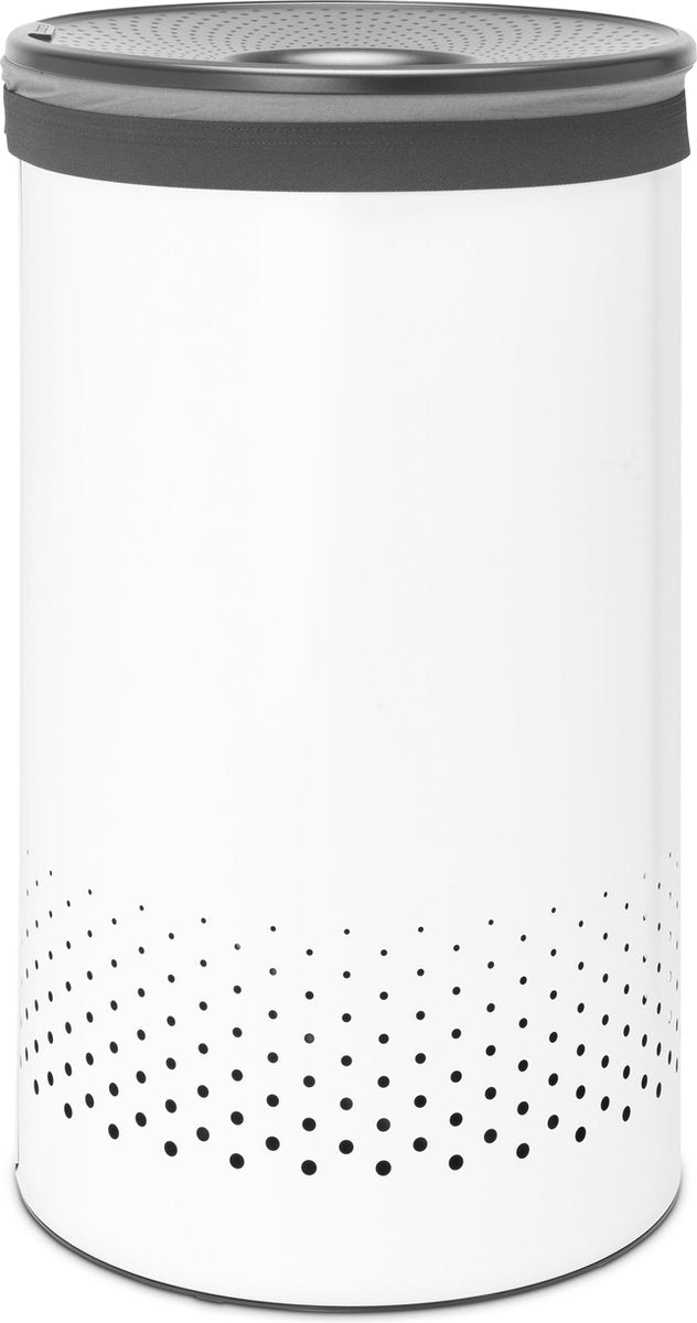 Brabantia Wäschekorb – mit Deckel – 60 l – Weiß Dunkelgrau