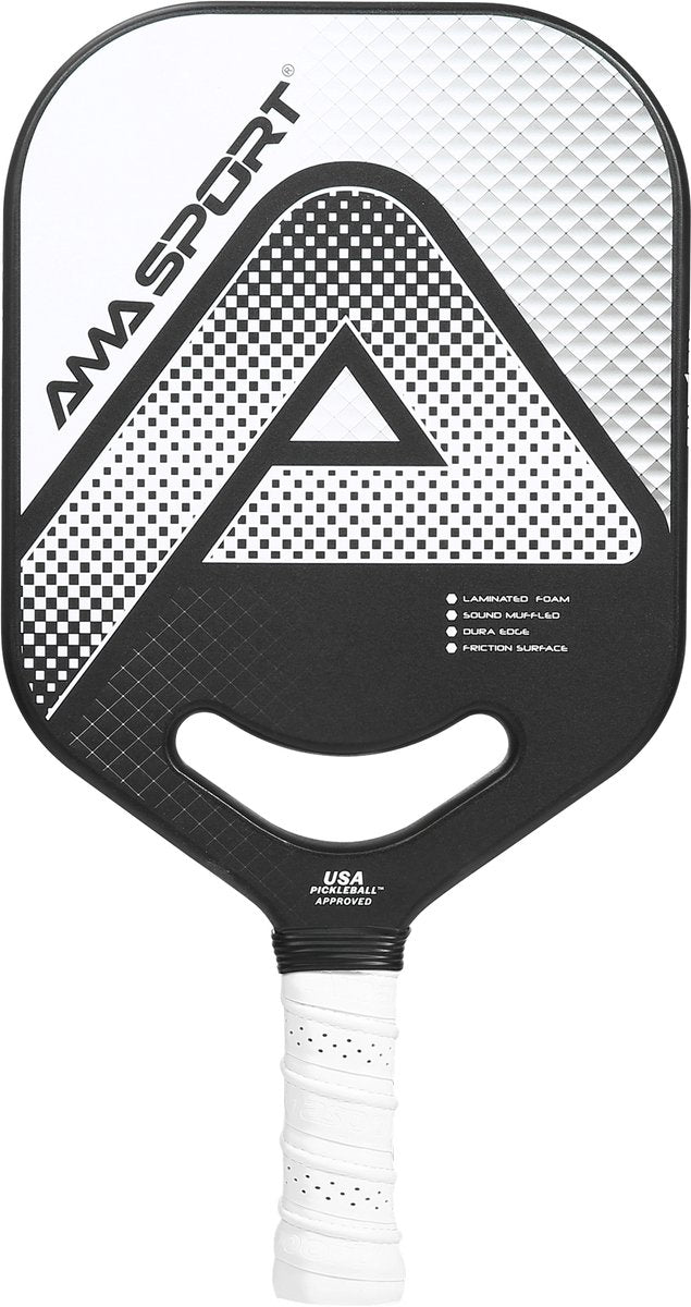 Ama Sport Pickleball Paddel PP002-C1S Silber Schwarz – Graphitoberfläche – 20 mm Kern – Aero-Duraedge Air Dynamic Throat –
