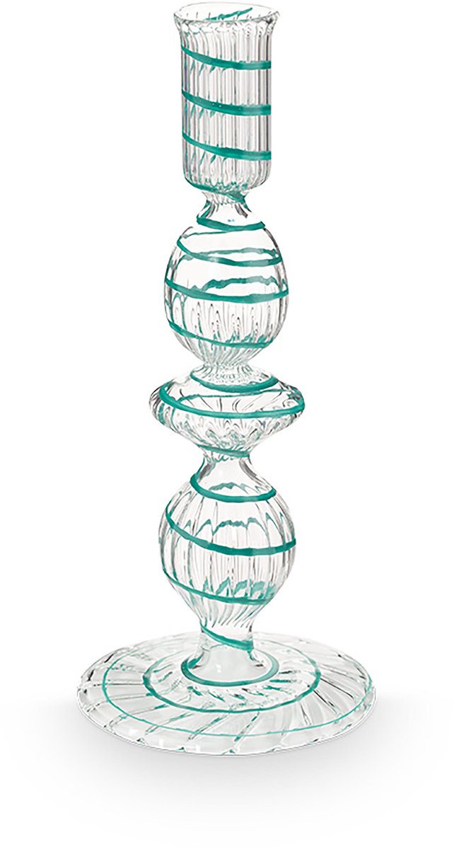 Pip Studio – Kerzenständer – Wohnaccessoires – hellblauer Kerzenhalter – Glaswirbel – 20 cm