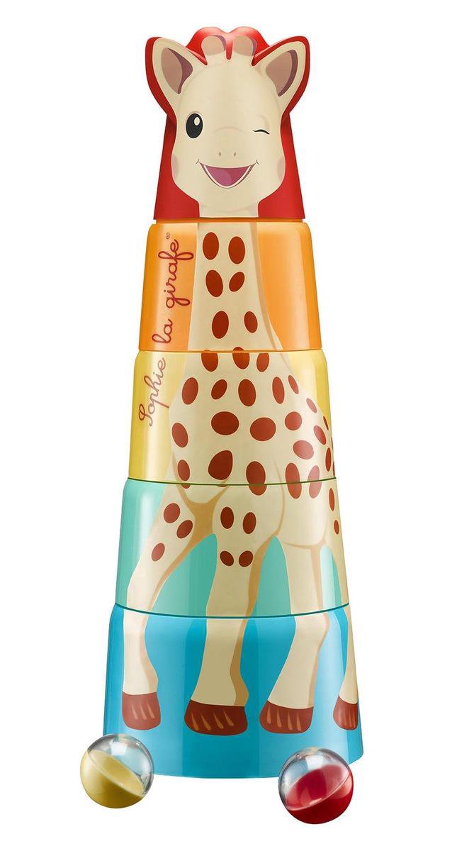Riesiger Stapelturm Sophie die Giraffe – Kinderspielzeug – Mutterschaftsgeschenk – Babyparty-Geschenk – ab 10 Monaten – bis 56 cm hoch – 5-teilig