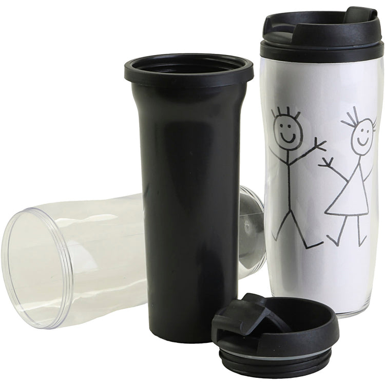 Thermo Becher mit Deckel, H: 17,5 cm, d 7 cm, 12 Stück 1 Box