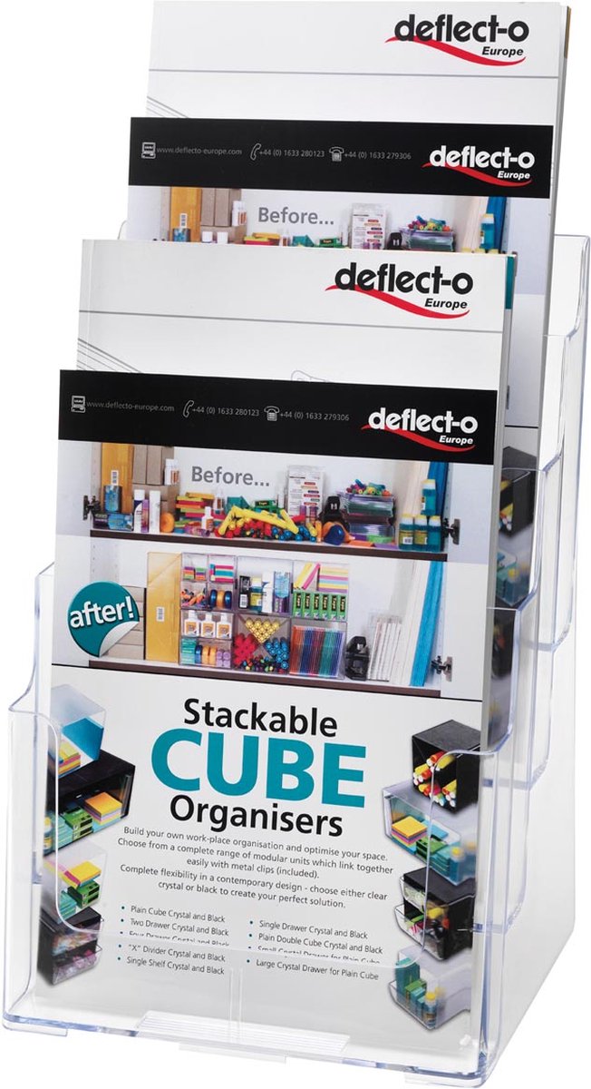 Deflecto Prospekthalter ft A4 | 4 Ablagefächer