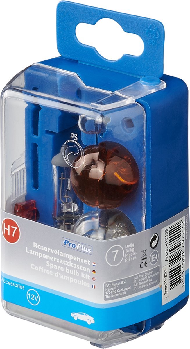 Proplus Ersatzlampenset – Beleuchtungsset – Ersatzlampenboxen – Lampenset – H7 7-teilig – 21 W orange
