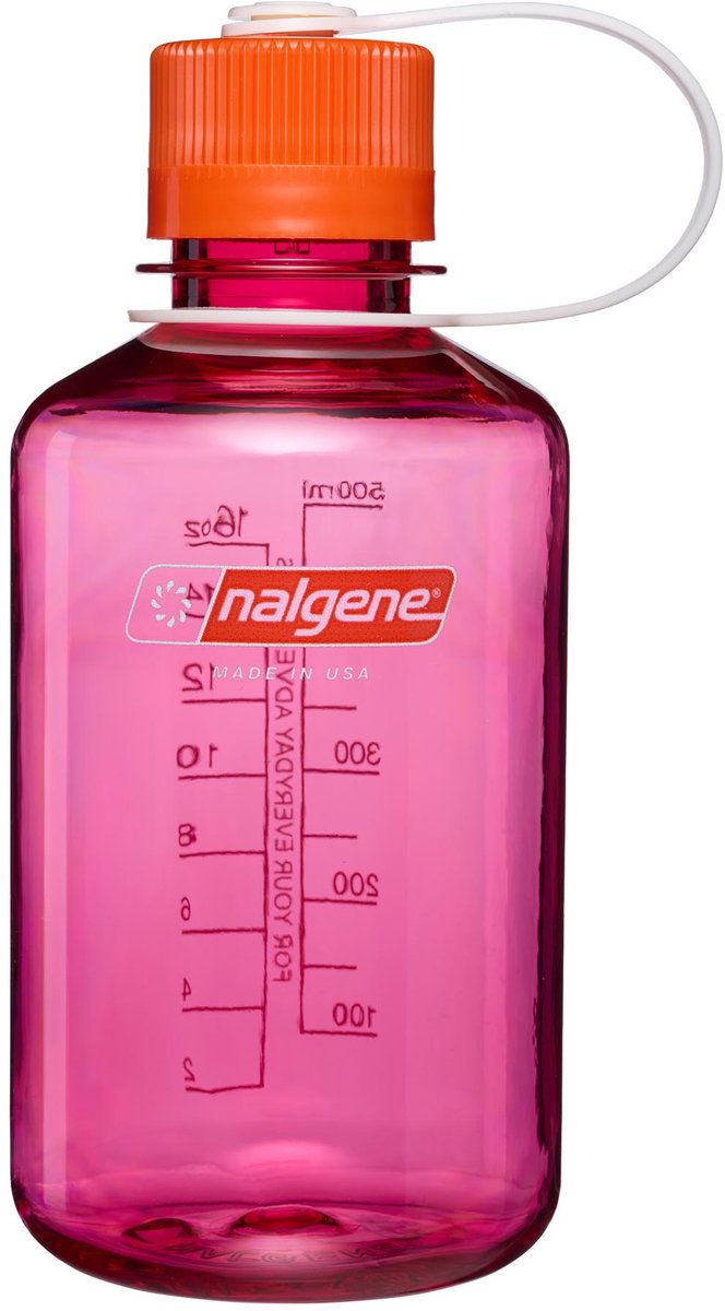Nalgene – Enghalsflasche – Trinkflasche – Wasserflasche – 500 ml – Fuchsia-Lila mit Flammen-Sustain, neu!