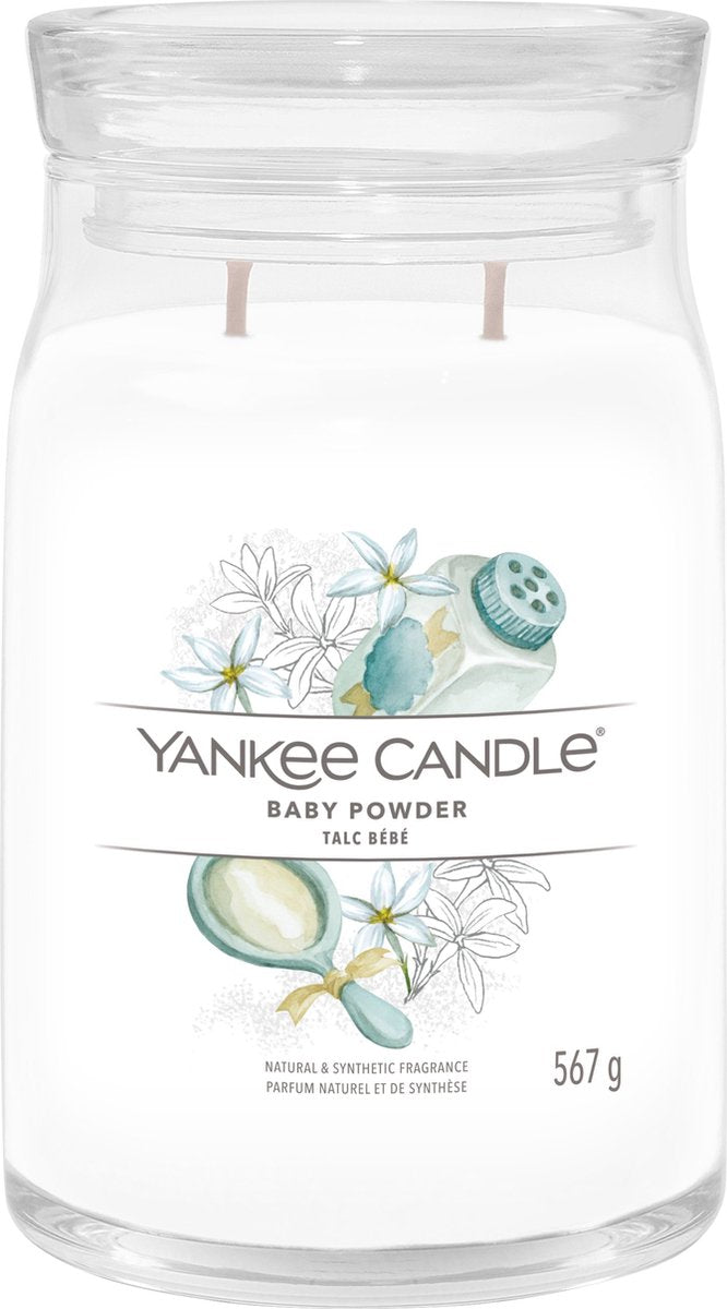 Yankee Candle – Babypuder-Duftkerze im großen Glas – 90 Brennstunden – zwei Dochte