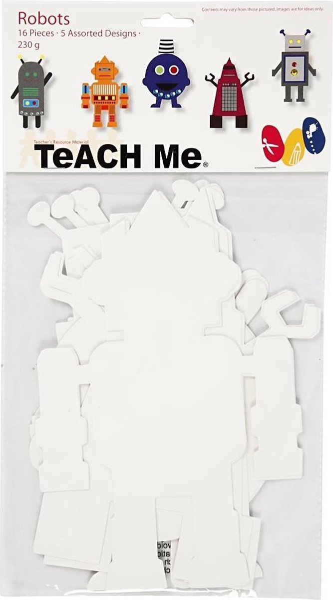 Kreativfirma Roboter, H: 22,5-24 cm, b: 15-16 cm, 230 g, weiß, 16 Stück 1 Box