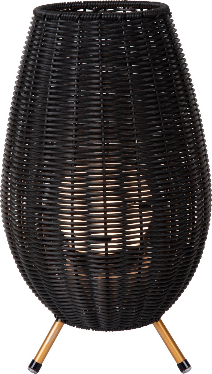 Lucide Colin IP44 – wiederaufladbare Tischleuchte für drinnen und draußen – wiederaufladbarer Akku – LED 3 Stufen dimmbar – 1 x 3 W 3000 K – IP44 – Schwarz – Japandi
