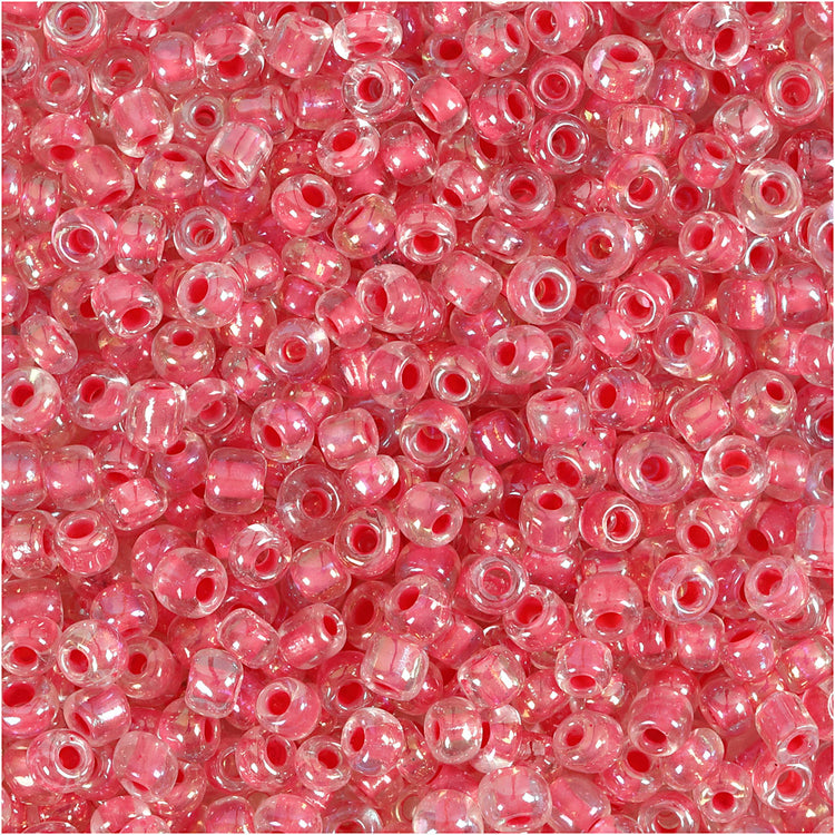 Creativ Company Rocailles, D 3 mm, Größe 8 0, Lochgröße 0,6-1,0 mm, rosa Kern, 25 g 1 Box