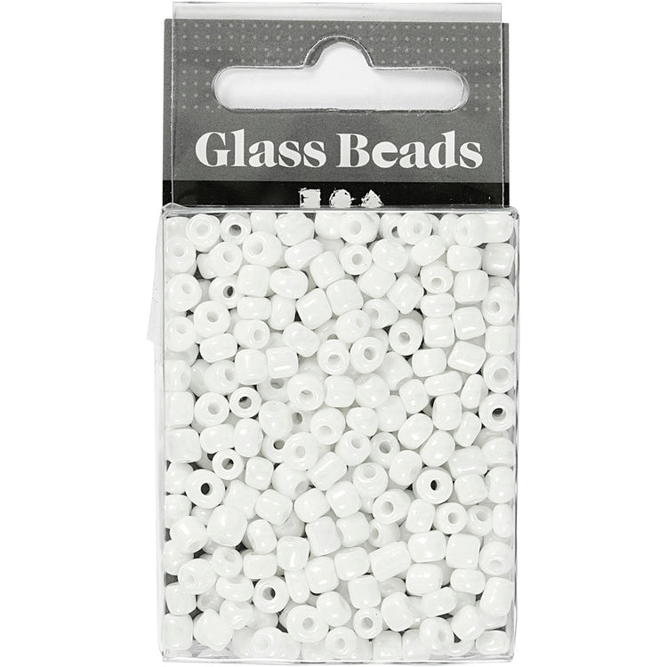 Creativ Company Rocailles, D 4 mm, Größe 6 0, Lochgröße 0,9-1,2 mm, weißes Perlmutt, 25 g 1 Box