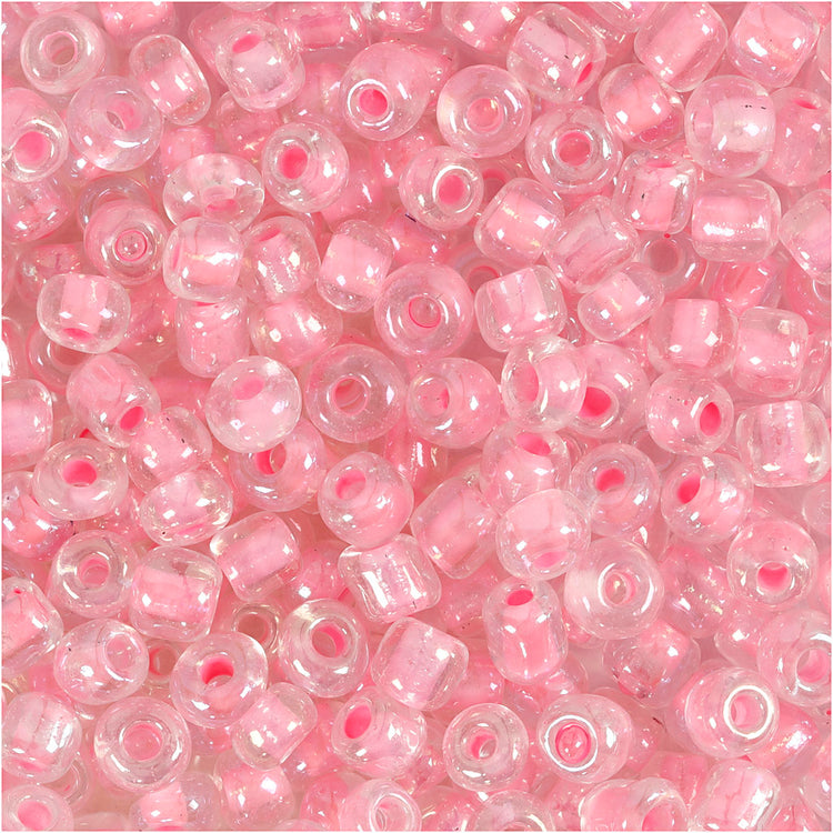 Creativ Company Rocailles, D 4 mm, Größe 6 0, Lochgröße 0,9-1,2 mm, rosa Kern, 25 g 1 Box