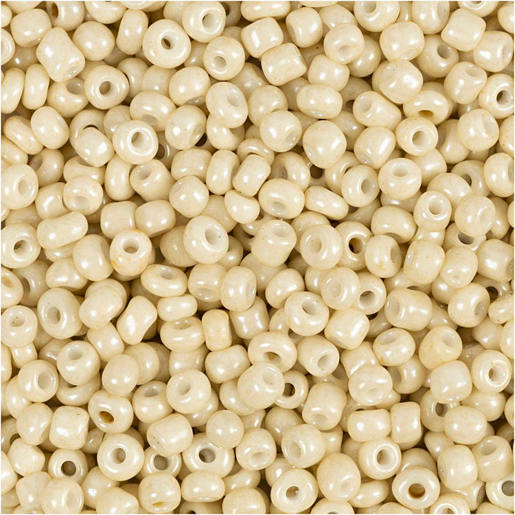 Creativ Company Rocailles, D 3 mm, Größe 8 0, Lochgröße 0,6–1,0 mm, gebrochenes Weiß, 25 g, 1 Box