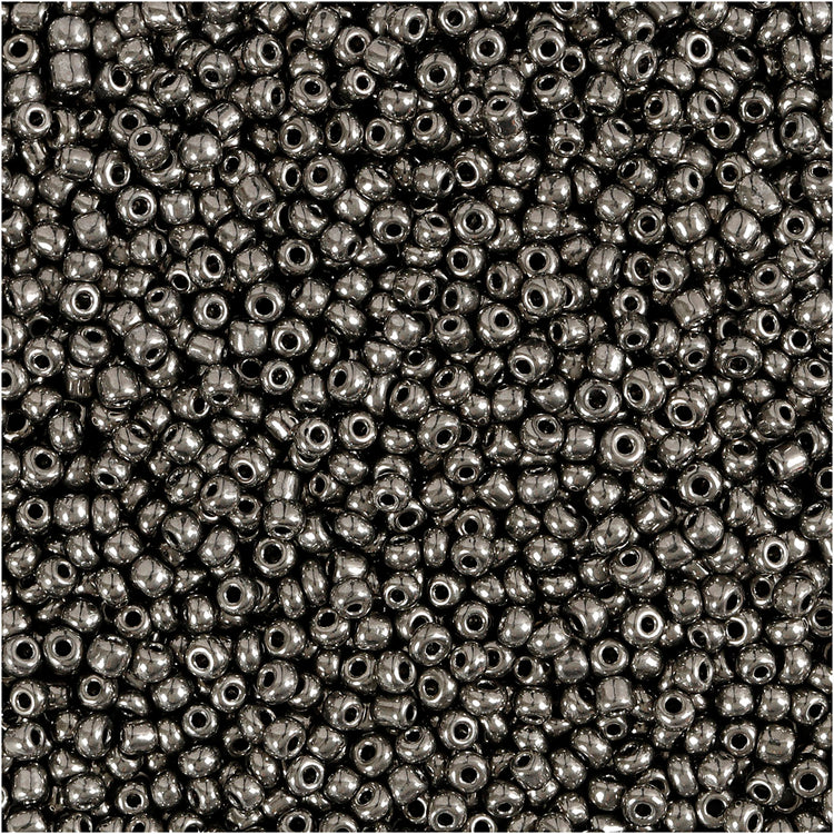 Creativ Company Rocailles, D 1,7 mm, Größe 15 0, Lochgröße 0,5–0,8 mm, graues Metall, 25 g, 1 Box