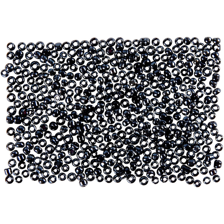 Creativ Company Rocailles, D 1,7 mm, Größe 15 0, Lochgröße 0,5-0,8 mm, dunkelgrau, 500 gr 1 Beutel