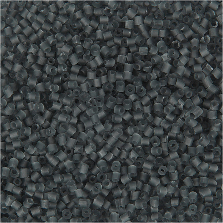 Creativ Company Rocailles 2-Schliff, D 1,7 mm, Größe 15 0, Lochgröße 0,5 mm, transparent grau, 25 gr 1 Box