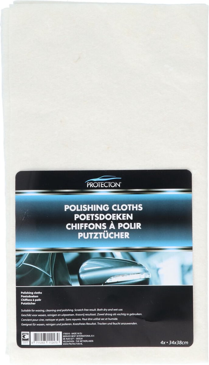 Protecton-Reinigungstücher – zum Reinigen des Autoinnenraums – zum manuellen Auftragen und Polieren von Wachs – Größe 34 x 38 cm – 4 Stück