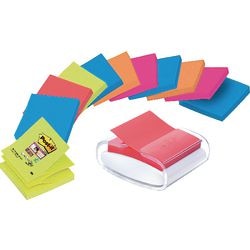 NGK Set Z-Notes Spender Post-it 76x76mm weiß 12 x Z-Notes Baok und Bora Bora Neon