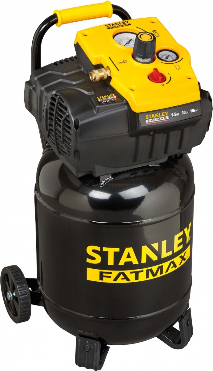 Stanley Kompressor Tab 200 10 30VW FM – Luftkompressor 10bar – 30l – 180l min – ölfrei – mit Griff und Rädern – schwarz
