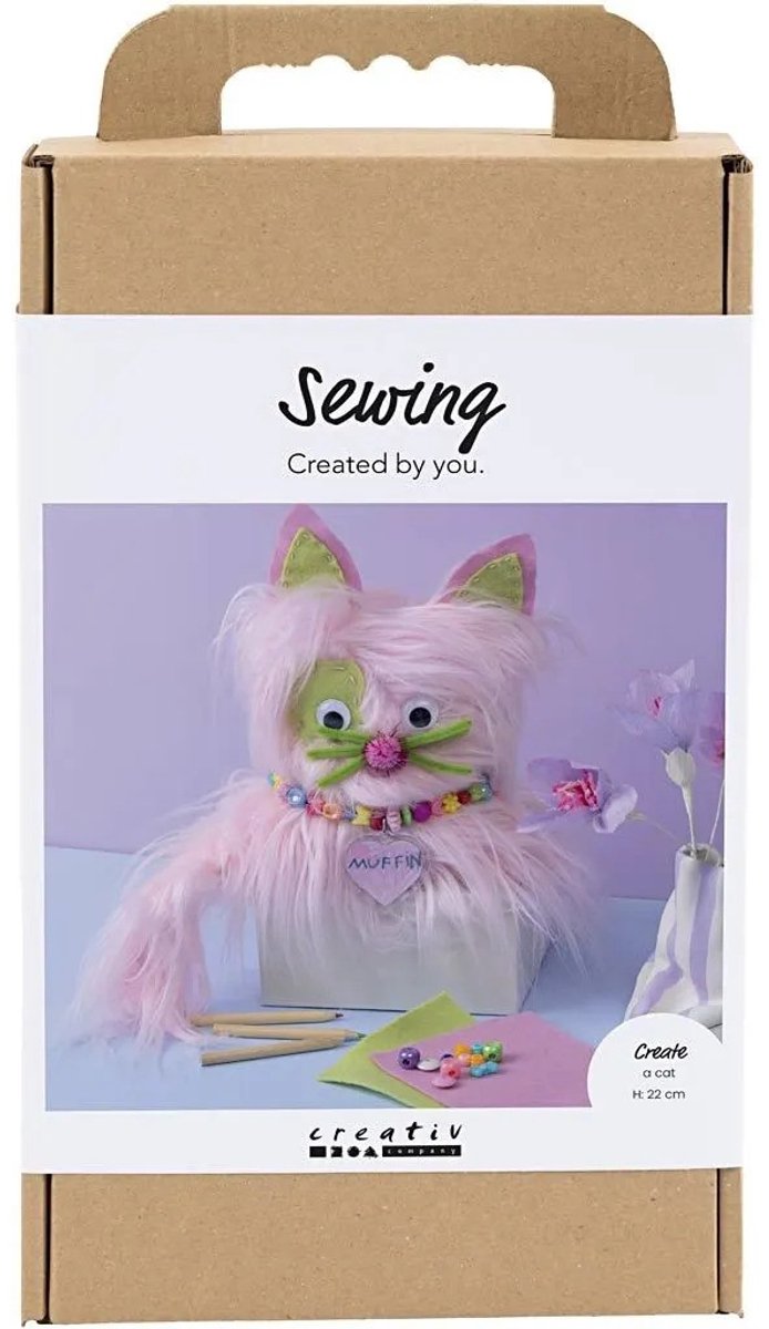 Creativ Company Näh-Hobby-Set, Katze, verschiedene Farben, 1 Box