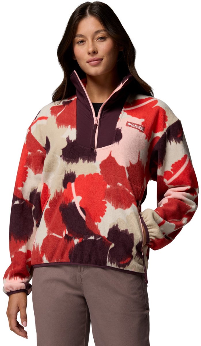 Columbia Sequoia Grove™ bedruckter Damen-Outdoor-Pullover mit halbem Reißverschluss – gewaschenes Rot, Ikatbloom