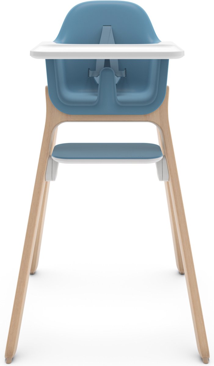 Uppababy Ciro Caleb – Hochstuhl – Blau – Holz – verstellbare Fußstütze – abnehmbares Esstablett