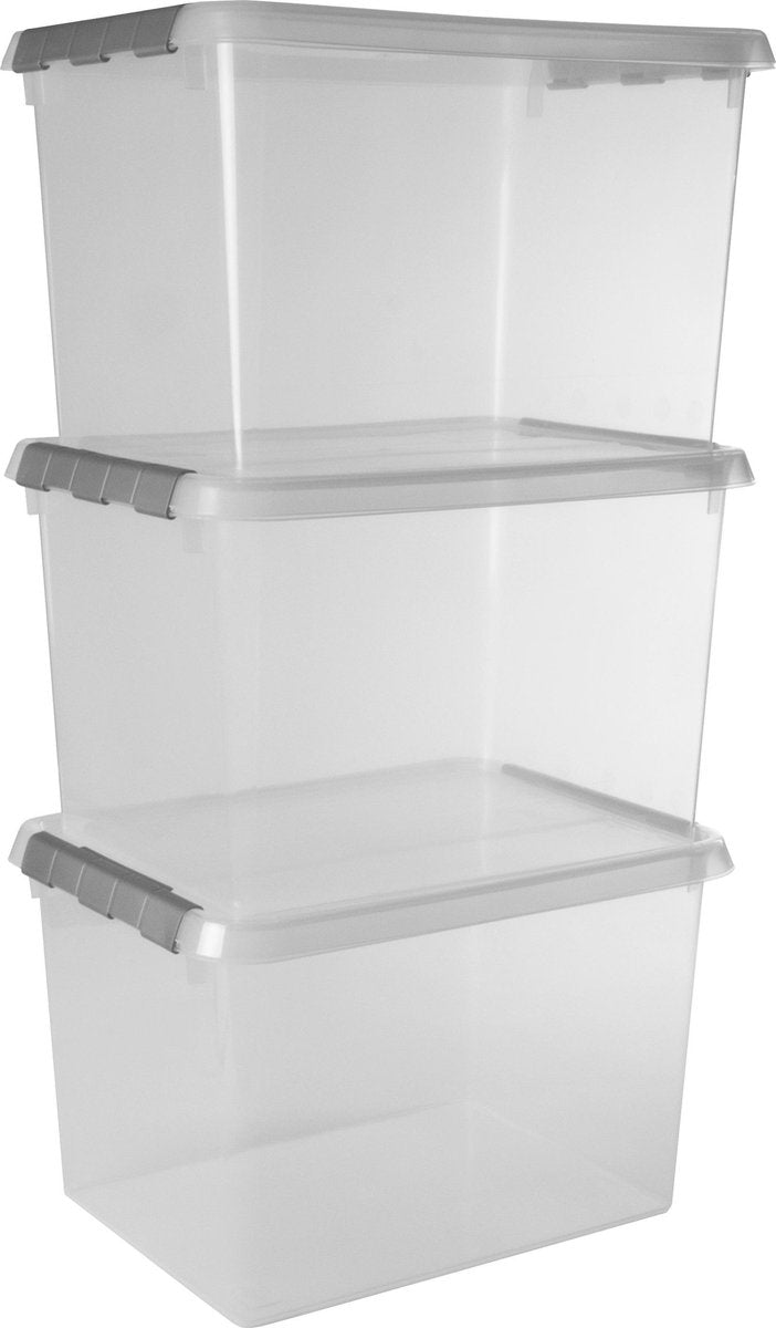 Sunware Comfort Line Aufbewahrungsbox 22l – 3er-Set – 40 x 30 x 26 cm – transparent