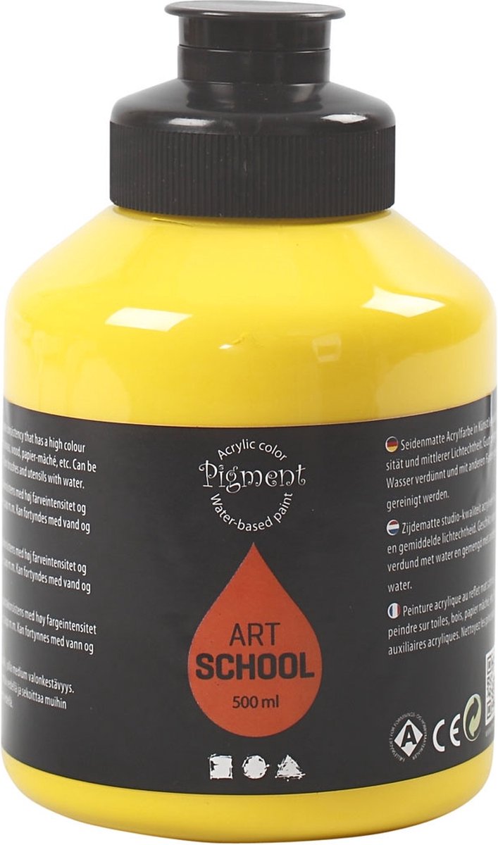 Creativ Company Acrylfarbe, seidenmatt, transparent, Primärgelb, 500 ml 1 Flasche