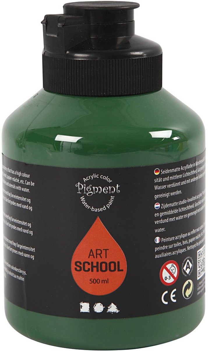 Creativ Company Acrylfarbe, halbglsy, halbtransparent, dunkelgrün, 500 ml 1 Flasche
