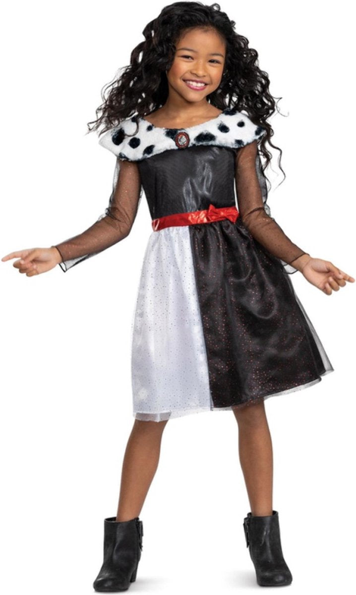 Disney Bösewichte Cruella klassisches Kostümkleid für Kinder – Kinder bis 4 Jahre – Schwarz und Weiß
