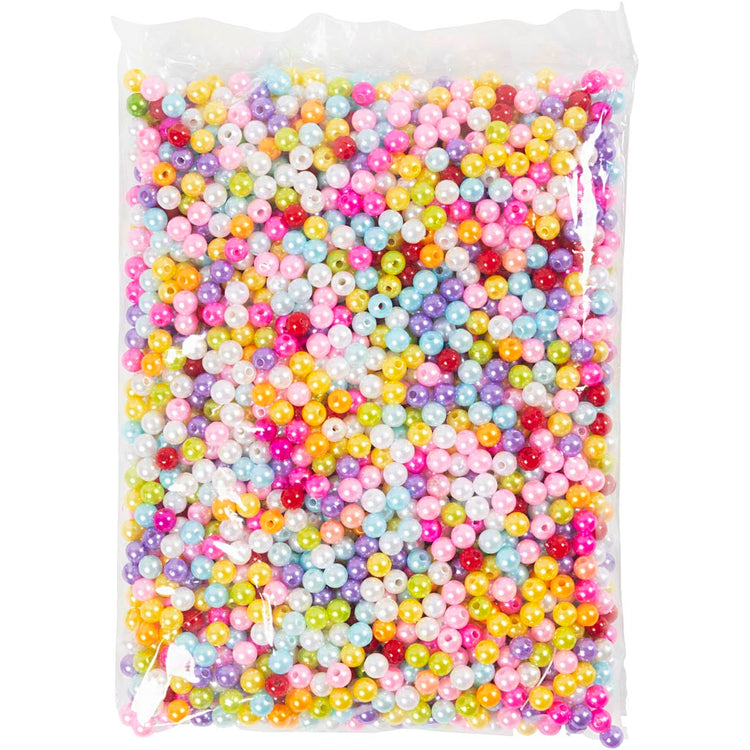 Kreativfirma Waschen von Perlen, D 8 mm, Lochgröße 1 mm, ca. 2000 Stück, Perlenfarben, 500 g 1 Beutel