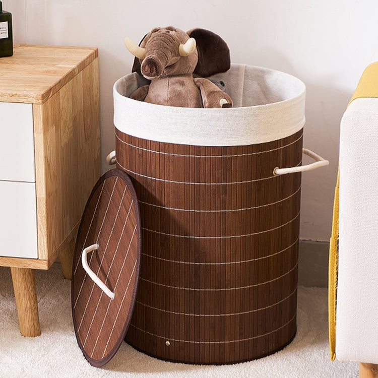 Homestyle Pro Homestyle Runde faltbare Bambus Waschkorb 35x50 cm braunweiß