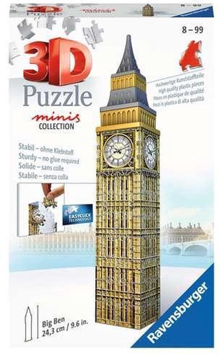 Ravensburger 3D-Mini-Big-Ben-Puzzle – 60 Teile – Größe 24 cm