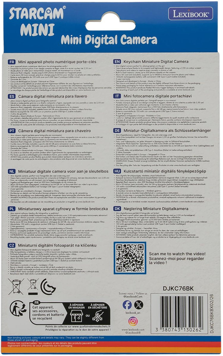 Lexibook Schlüsselanhänger Miniatur-Digitalkamera schwarz mit integriertem Flash-Speicher