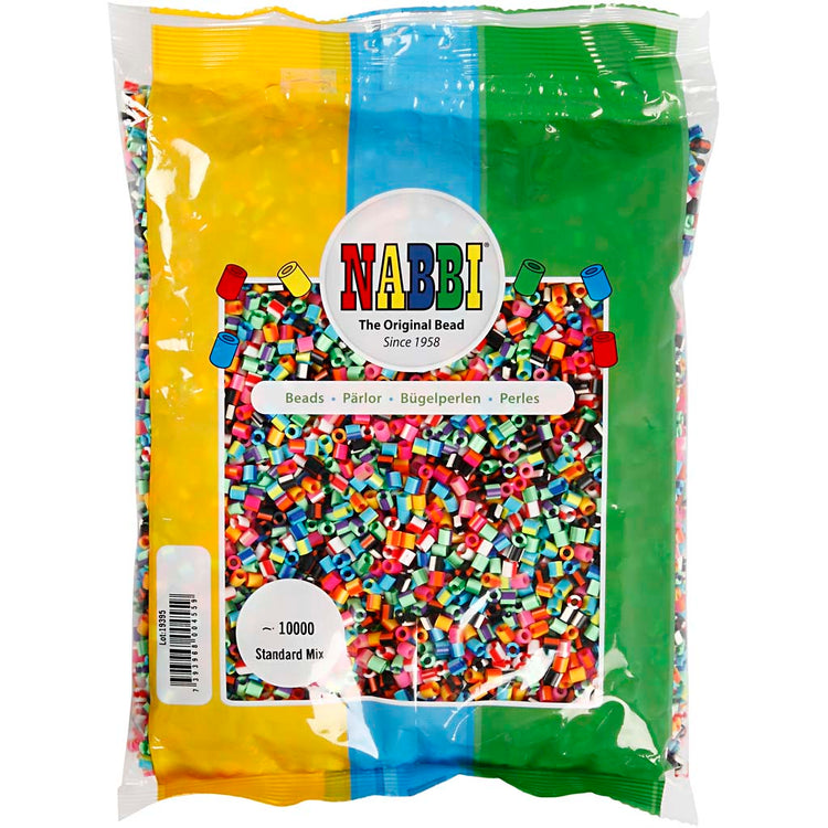 Nabbi-Perlen zum Aufbügeln, Größe 5 x 5 mm, Lochgröße 2,5 mm, mittel, gestreift, 10.000 Teilungen, 1 Box