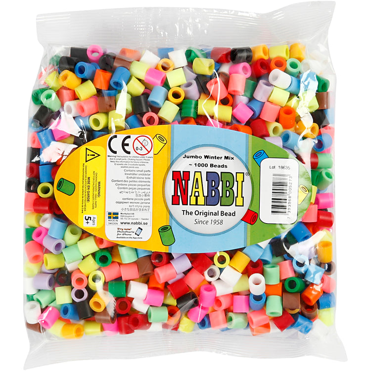 Nabbi-Perlen zum Aufbügeln, Größe 10 x 10 mm, Lochgröße 5,5 mm, Jumbo, zusätzliche Farben, 1000 Stück, 1 Box