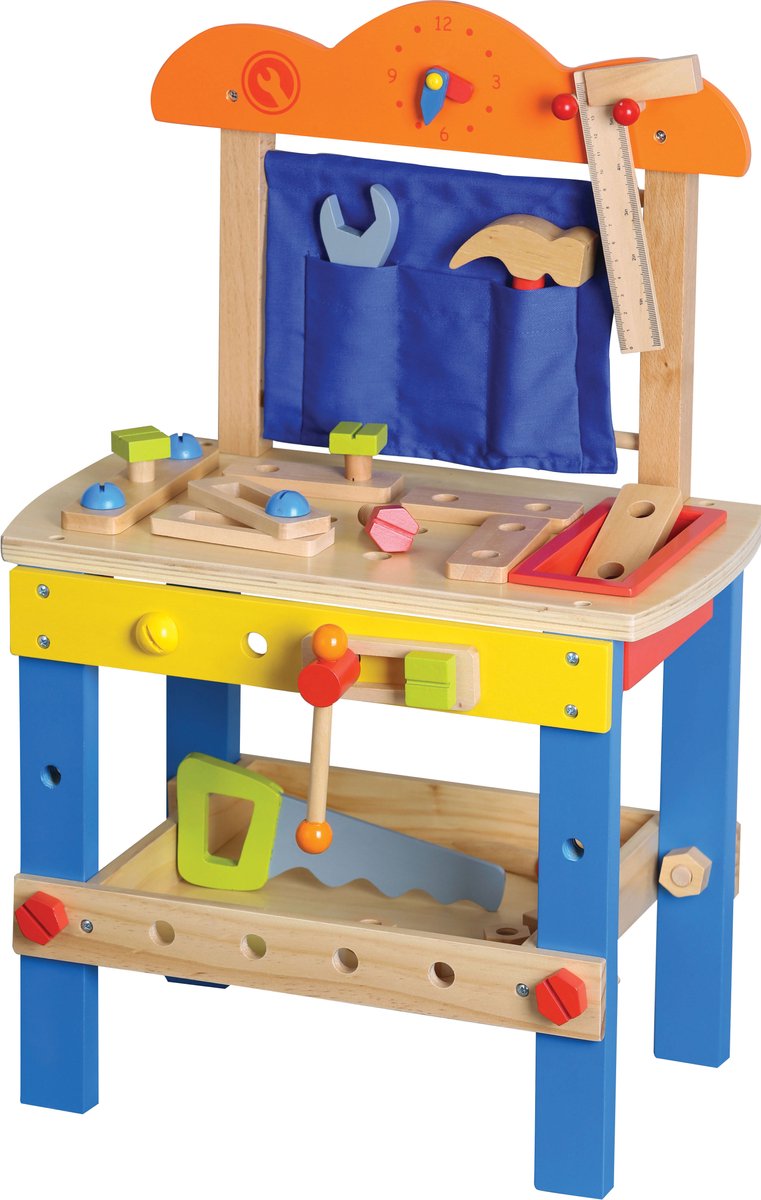 Lelin Toys – Spielzeugwerkbank aus Holz inklusive Zubehör