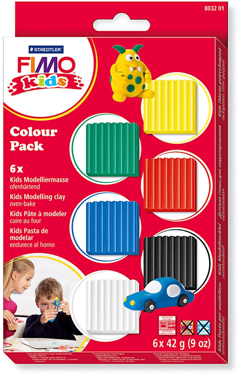 Fimo Kids Monting Clay Standard Colors, 6dlg.