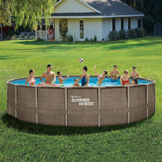 Sommerwellen Schwimmbad Elite Rahmen 610 x 122 cm dunkler dreifacher Korbweave + Filterpomp