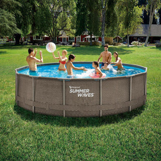 Sommerwellen Schwimmbad aktiver Rahmen 457 x 106 cm dunkler Doppel -Rattan + Filterpomp