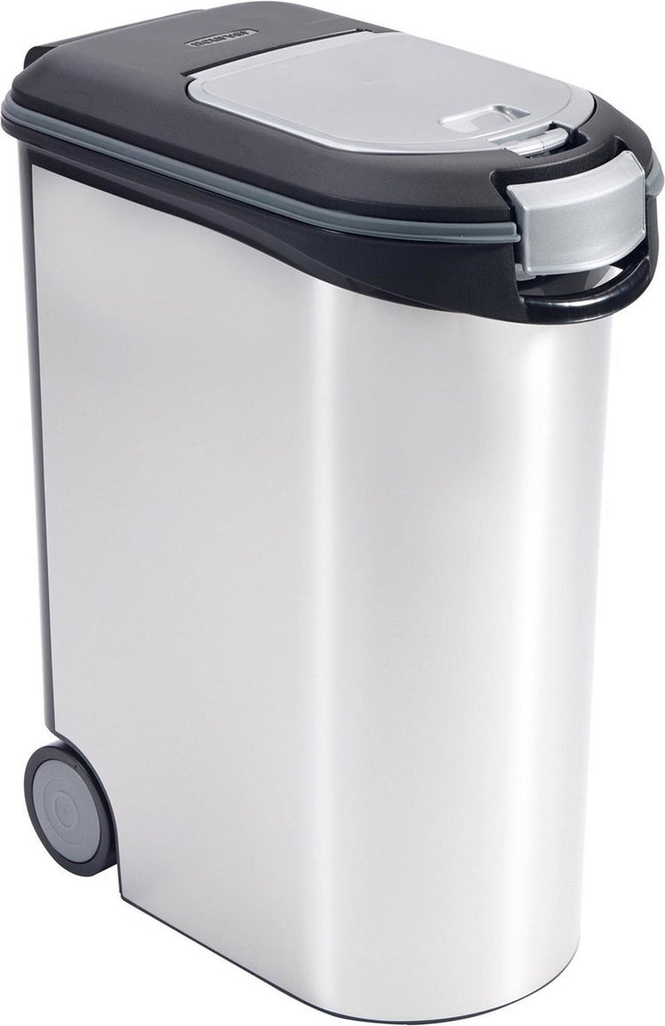 Curver Futterbehälter für Hunde oder Katzen – 54 l – 20 kg – 49 x 28 x 60,5 cm – metallisch
